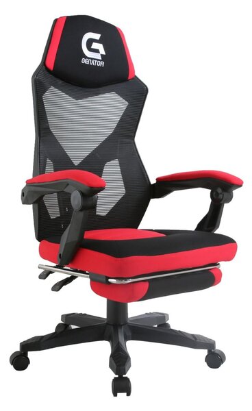 Scaun ergonomic, suport picioare, mesh si material textil, SIB 601, Negru/Rosu