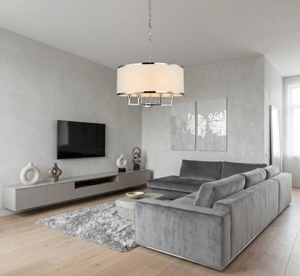 Open Design OR80209 - Lustră suspendată pe lanț CASA, 3xE14/12W/230V, crem/crom lucios
