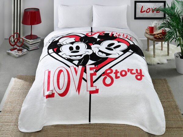 Patura de lux Tac 220x240cm, TAC Disney Minnie si Mickey, Lovestory