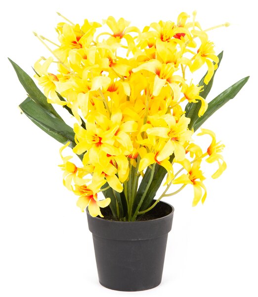 Floare artificială Crin, în ghiveci, galben, 30 cm
