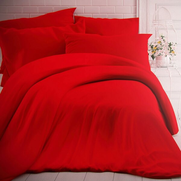 Kvalitex Lenjerie de pat din bumbac roșie, 140 x 200 cm, 70 x 90 cm