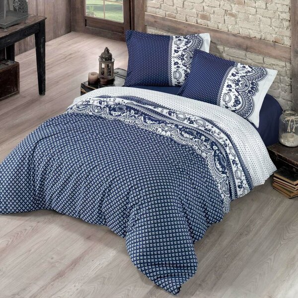 Lenjerie de pat din bumbac Canzone albastră, 140 x 220 cm, 70 x 90 cm, 140 x 220 cm, 70 x 90 cm