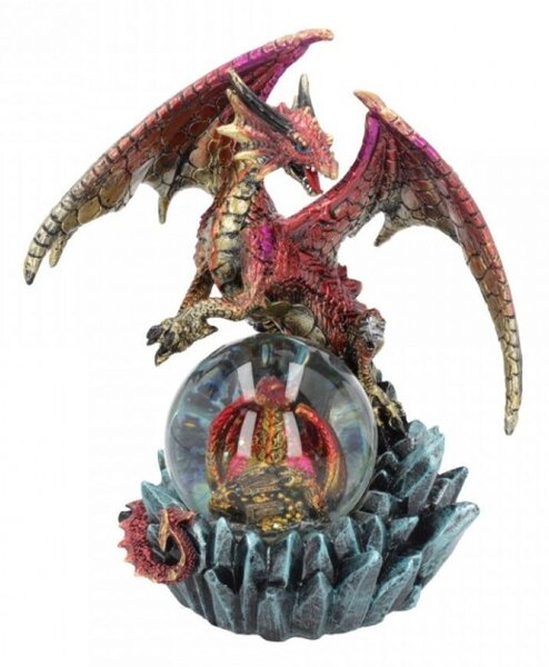 Statueta dragon cu glob Oracolul de Rubin 18.5 cm