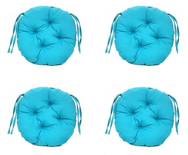Set Perne decorative rotunde, pentru scaun de bucatarie sau terasa, diametrul 35cm, culoare albastru, 4 buc/set