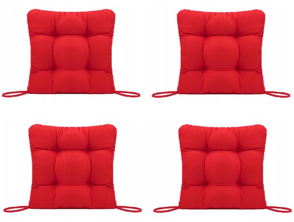 Set Perne decorative pentru scaun de bucatarie sau terasa, dimensiuni 40x40cm, culoare Rosu, 4 buc/set