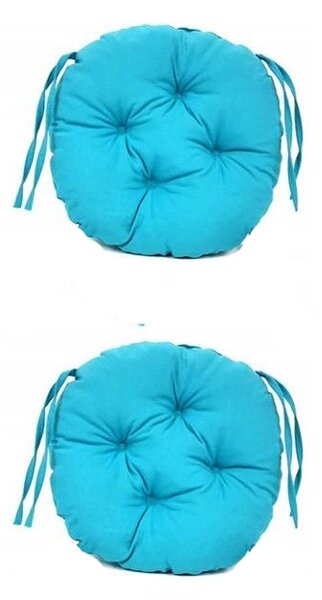 Set Perne decorative rotunde, pentru scaun de bucatarie sau terasa, diametrul 35cm, culoare albastru, 2 buc/set