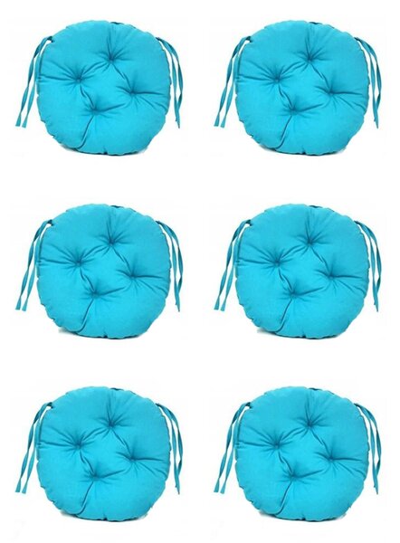 Set Perne decorative rotunde, pentru scaun de bucatarie sau terasa, diametrul 35cm, culoare albastru, 6 buc/set