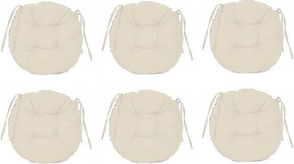Set Perne decorative rotunde, pentru scaun de bucatarie sau terasa, diametrul 35cm, culoare alb, 6 buc/set