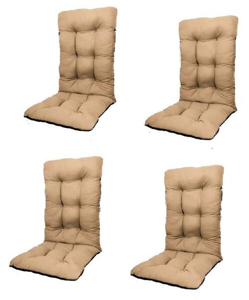 Set Perne pentru scaun de casa si gradina cu spatar, 48x48x75cm, culoare bej, 4 buc/set