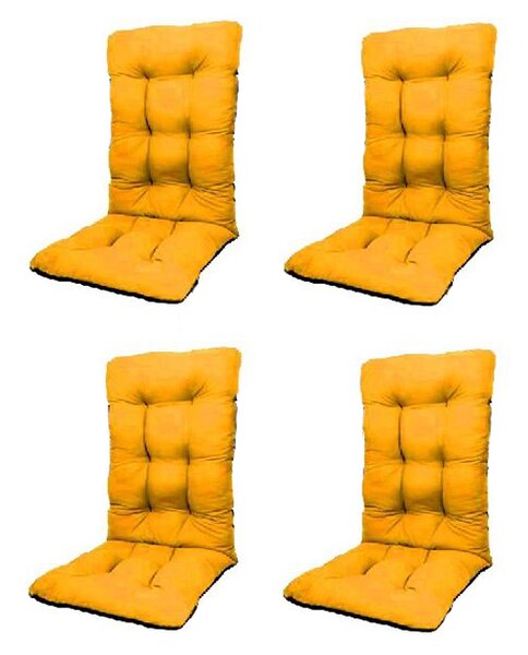Set Perne pentru scaun de casa si gradina cu spatar, 48x48x75cm, culoare galben, 4 buc/set
