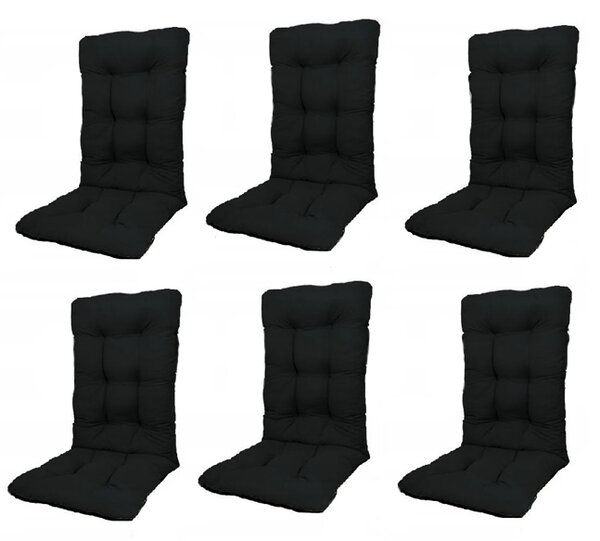 Set Perne pentru scaun de casa si gradina cu spatar, 48x48x75cm, culoare negru, 6 buc/set