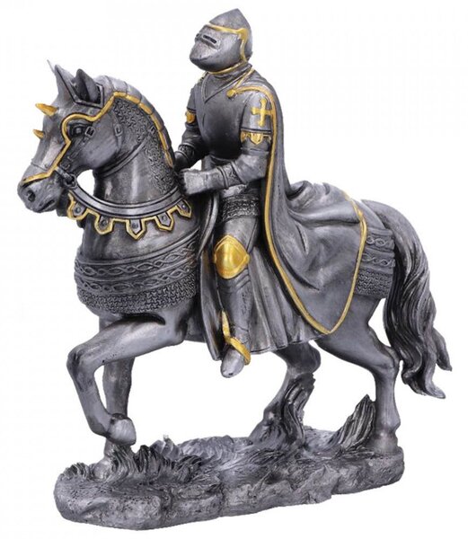Statueta cavaler medieval Calul de Lupta 12 cm