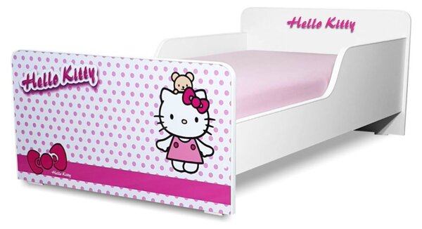 Pat copii Hello Kitty 2-12 ani cu saltea cadou