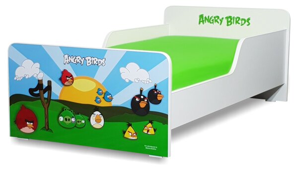 Pat copii Angry Birds 2-8 ani cu saltea cadou