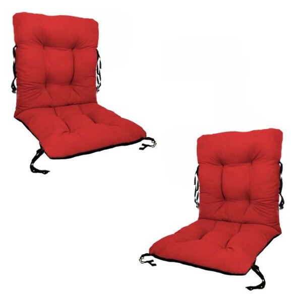 Set 2 Perne sezut/spatar pentru scaun de gradina sau balansoar, 50x50x55 cm, culoare rosu