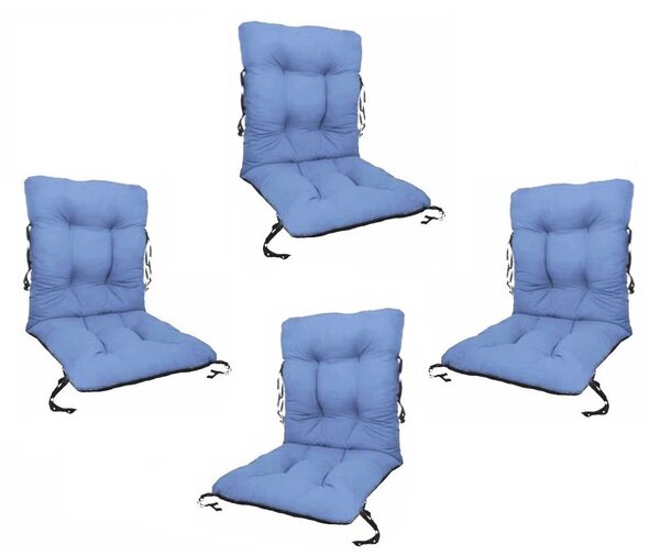 Set 4 Perne sezut/spatar pentru scaun de gradina sau balansoar, 50x50x55 cm, culoare albastru