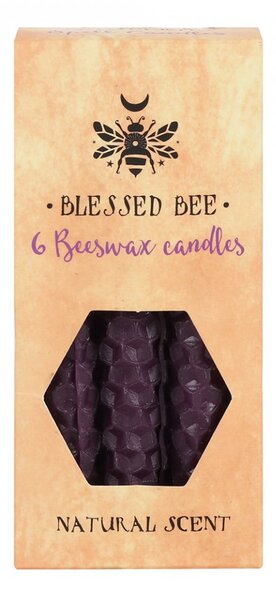 Set 6 lumanari violet din ceara de albine pentru ritualuri de prosperitate si putere 11cm