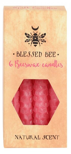 Set 6 lumanari roz din ceara de albine pentru ritualuri de prietenie 11cm