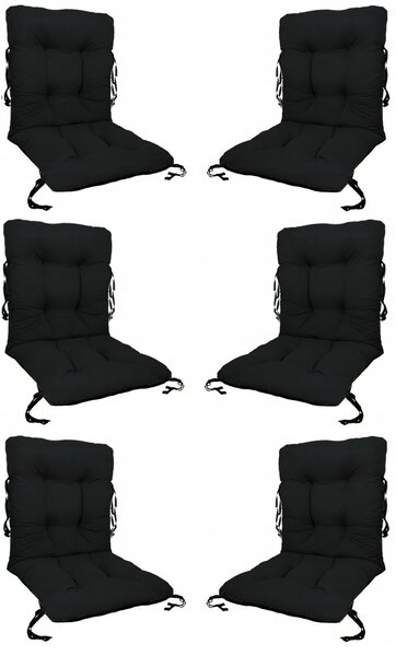 Set 6 Perne sezut/spatar pentru scaun de gradina sau balansoar, 50x50x55 cm, culoare negru