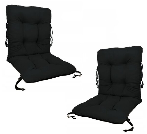 Set 2 Perne sezut/spatar pentru scaun de gradina sau balansoar, 50x50x55 cm, culoare negru