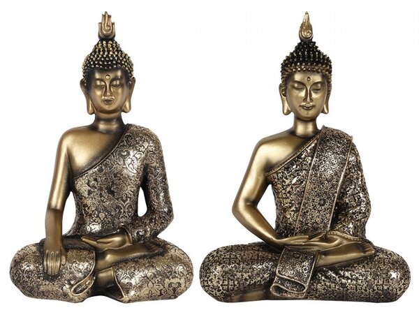 Statueta cu aspect auriu antic Buddha in pozitie lotus 27cm