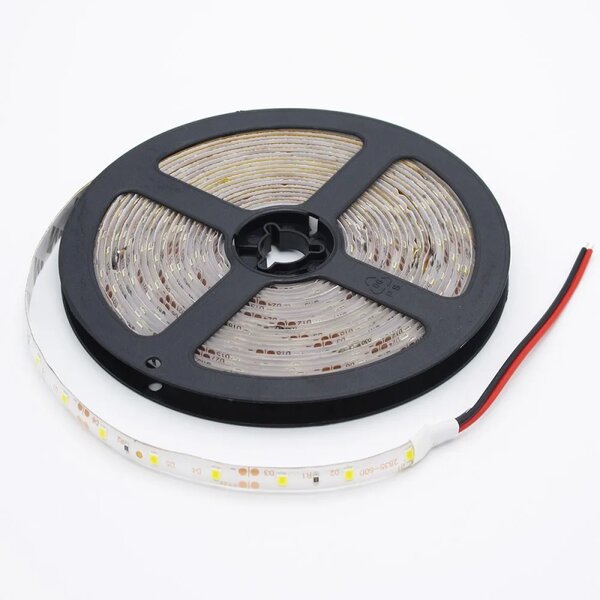 Banda LED 12V, alb rece, 6000K, lungime 5 m, alimentare priza, IP20, dublu adeziva, latime 8 mm