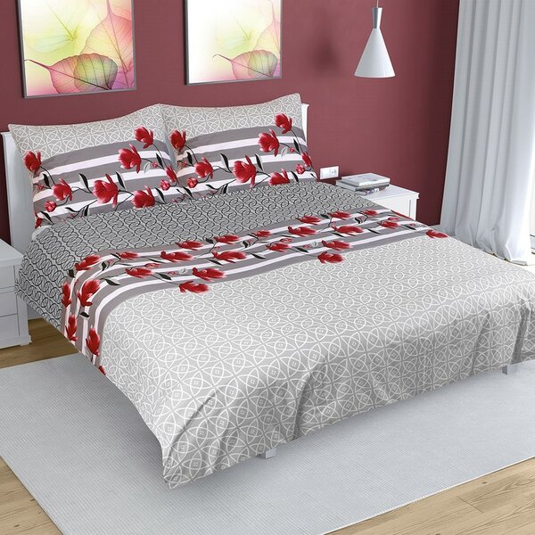 Lenjerie de pat, bumbac, Tufiș gri, 240 x 200 cm, 2 buc. 70 x 90 cm