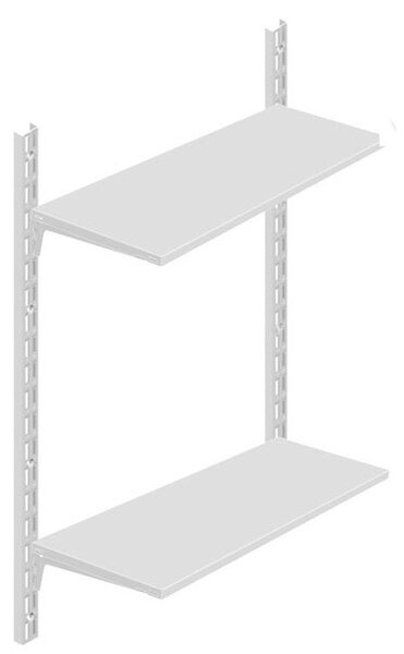 Raft metalic de perete cu 2 polite, ajustabil, 80x30x100 cm Alb