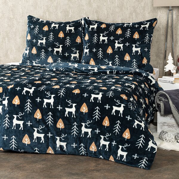 Lenjerie pat 1 pers. 4Home Nordic Deer, microfalnelă, 140 x 200 cm, 70 x 90 cm