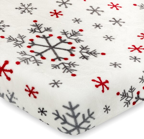 Cearșaf de pat de Crăciun 4Home Snowflakes, microflanelă, 180 x 200 cm