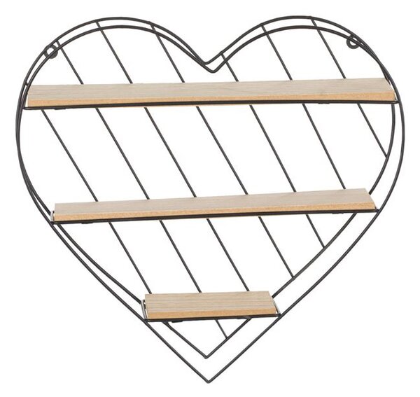 Raft decorativ cu 3 polite in forma de inima, 33.5x9.5x32 cm