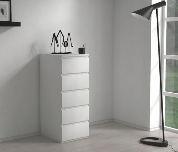 Drohmo W5, dulap cu sertare, alb mat