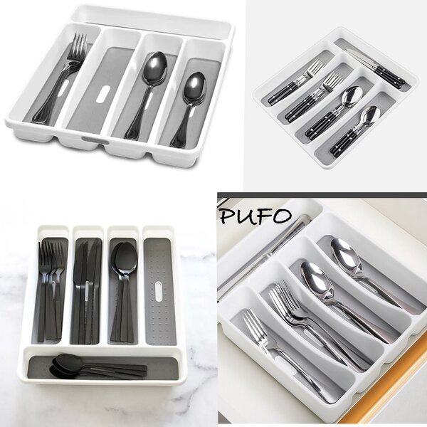 Suport Pufo pentru organizare tacamuri, montabil in sertar bucatarie, 32 cm