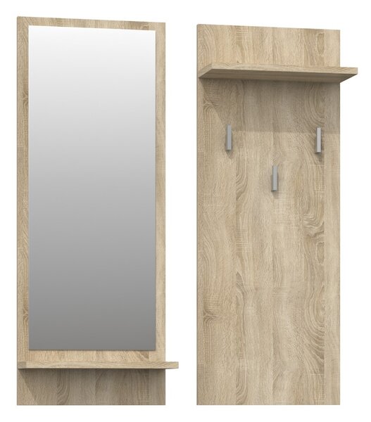 Odell Riva, cuier cu oglindă, sonoma
