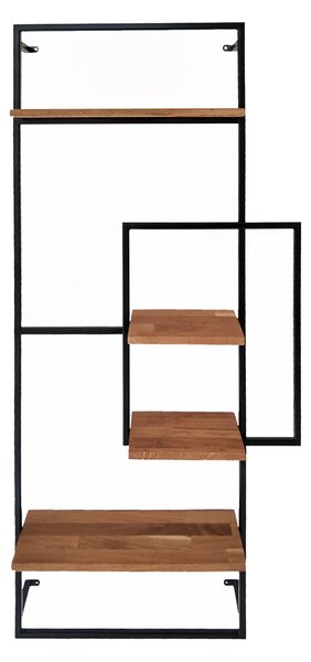 Raft de peret SIMPLY mad, metal/ lemn, industrial, stejar/negru, 62 x 20 x 140