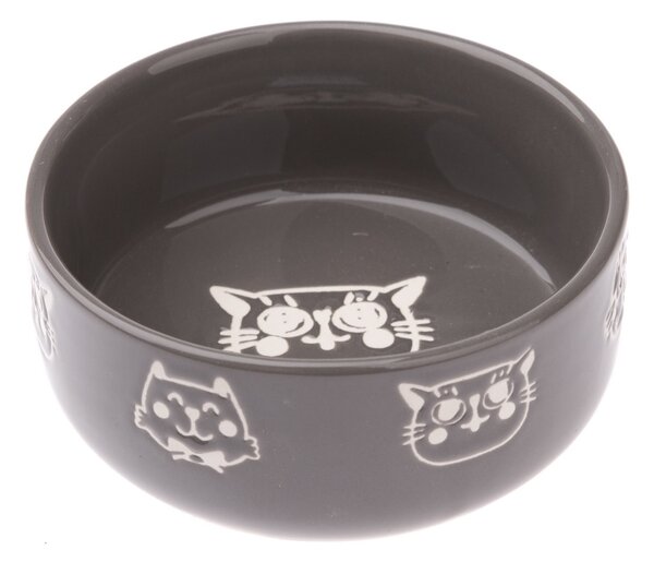 Vas ceramic pentru pisici 300 ml, gri, 12 x 4,8 cm