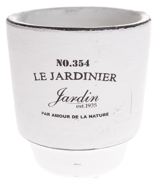 Recipient ceramic de ghiveci Le jardinier, alb, 14,5 cm