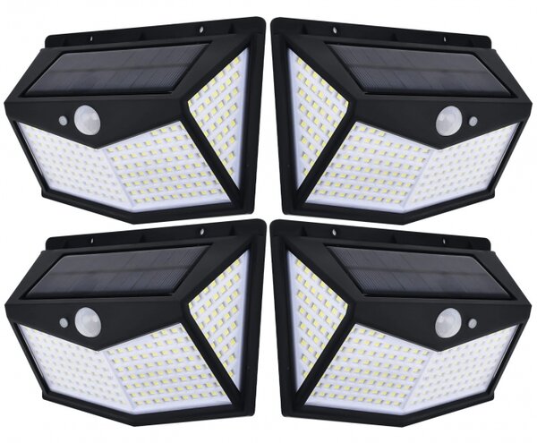 Set 4 Lampi solare 212 LED, senzor de miscare si 3 moduri de functionare