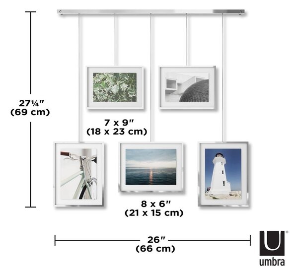 Rame argintii de suspendat 5 buc. din metal 66x69 cm Exhibit – Umbra