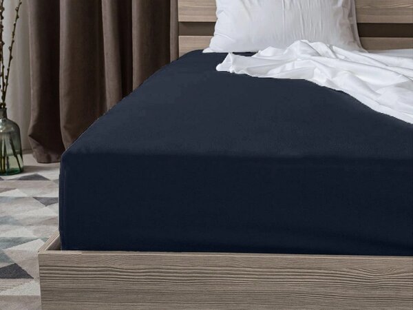 Cearsaf Jersey HIGHFIT albastru naval 90 x 200 cm