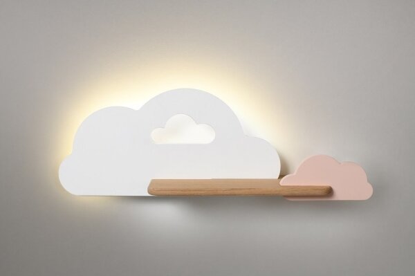 Aplică LED cu raft pentru copii CLOUD LED/5W/230V alb/roz