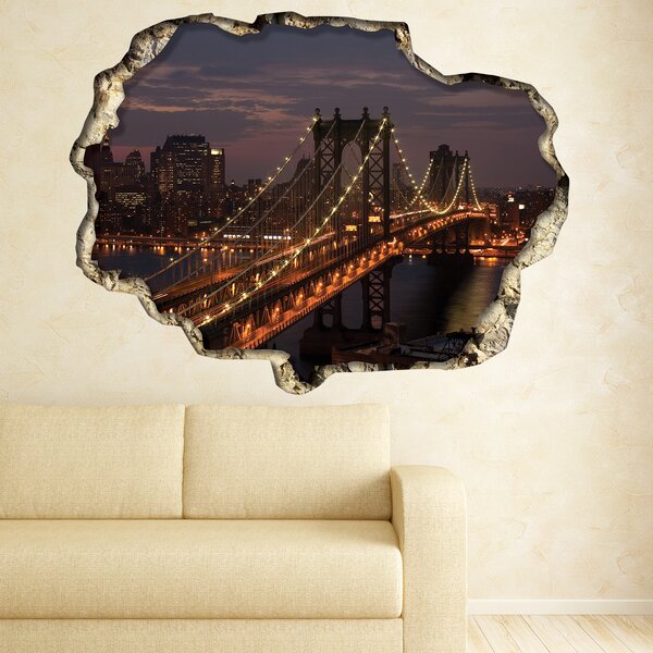 Sticker View Through The 3D Wall New York Bridge