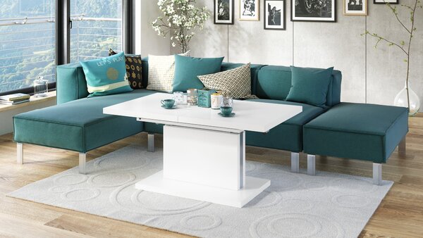 Mazzoni ASTON Alb Mat - MĂSUȚĂ EXTENSIBILĂ MODERNĂ MĂSUȚĂ DE CAFEA