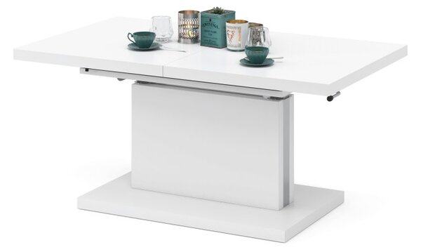 Mazzoni ASTON Alb Mat - MĂSUȚĂ EXTENSIBILĂ MODERNĂ MĂSUȚĂ DE CAFEA