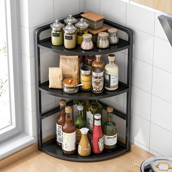 Organizator cu 3 rafturi, Negru, 42 x 30 x 58 cm