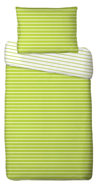 Lenjerie de pat din bumbac Dungi, verde, 140 x 200 cm, 70 x 90 cm