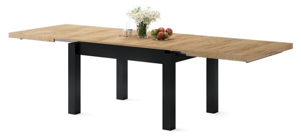 Mazzoni ROYAL Stejar Craft Auriu/Negru Mat - MASĂ EXTENSIBILĂ PÂNĂ LA 2,7 m