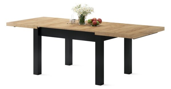 Mazzoni ROYAL Stejar Craft Auriu/Negru Mat - MASĂ EXTENSIBILĂ PÂNĂ LA 2,7 m