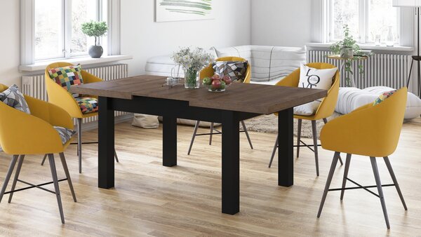 Mazzoni ROYAL Stejar Maro/Negru Mat - MASĂ EXTENSIBILĂ PÂNĂ LA 2,7 m