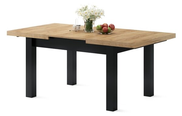 Mazzoni ROYAL Stejar Craft Auriu/Negru Mat - MASĂ EXTENSIBILĂ PÂNĂ LA 2,7 m